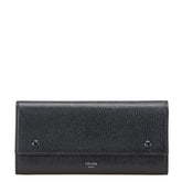 セリーヌ ラージフラップ マルチクッション 長財布 ブラック レザー レディース CELINE 【中古】